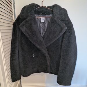 GAP Shearling Teddy Fleece Coat Cropped Lapel